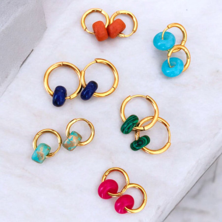 Aritos de acero inoxidable con piedra natural intercambiable, ponle color a tus pendientes