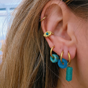 Aritos de acero inoxidable con piedra natural intercambiable, ponle color a tus pendientes