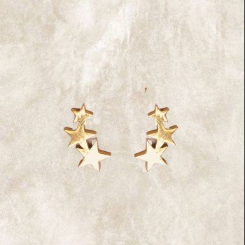 Pendientes mini de acero y baño de oro para combinar