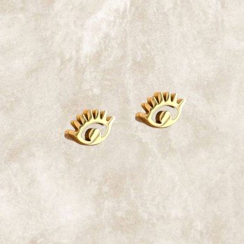 Pendientes mini de acero y baño de oro para combinar