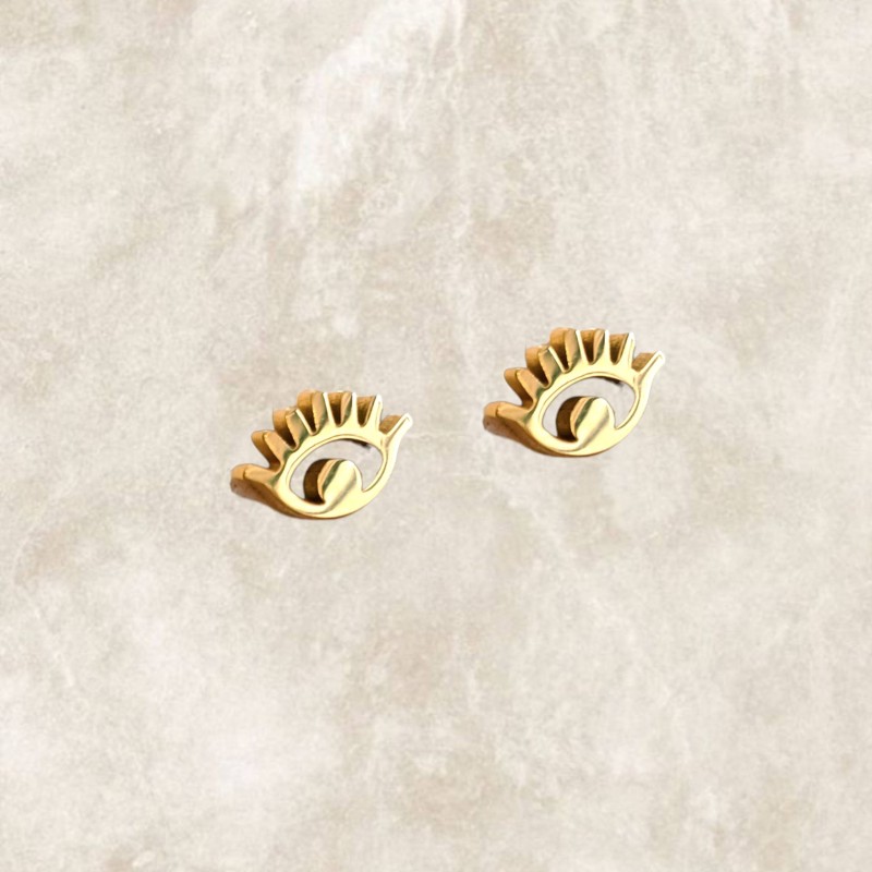 Pendientes mini de acero y baño de oro para combinar