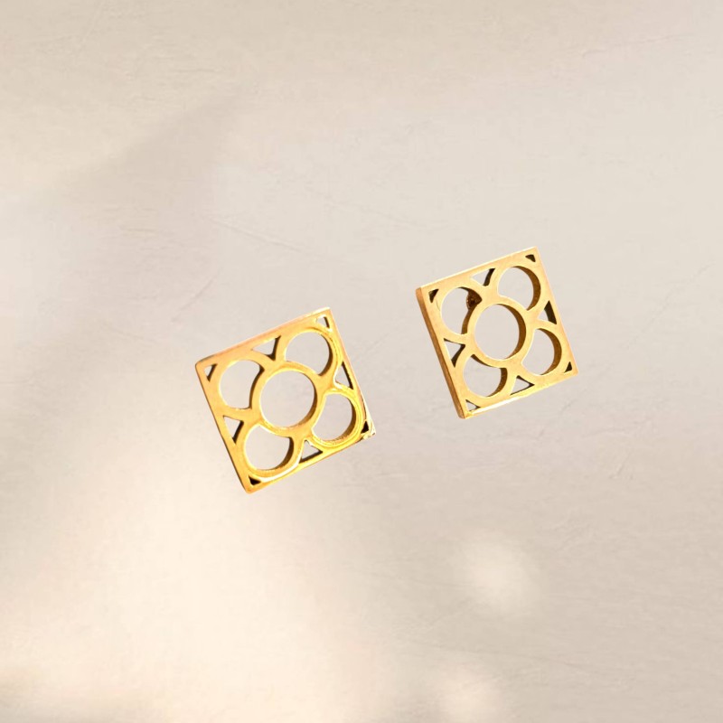 Pendientes mini de panot de Barcelona de acero y baño de oro para combinar