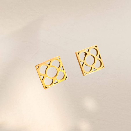 Pendientes mini de panot de Barcelona de acero y baño de oro para combinar