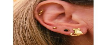 Pendientes mini de gatito de acero y baño de oro para combinar