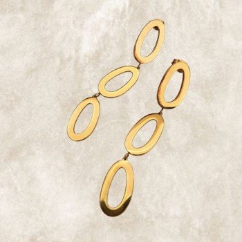Pendientes Largos Ovalados Dorados  Largos Happy Uky