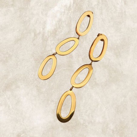 Pendientes Largos Ovalados Dorados  Largos Happy Uky