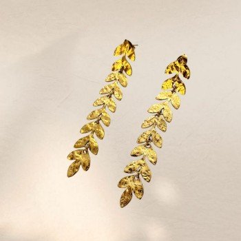 Pendientes Largos Hojas Doradas Happy Uky